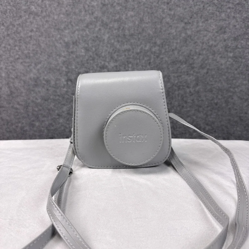 Fujifilm Instax Mini 11 Camera Case Light Gray Faux Leather Protective Bag Strap